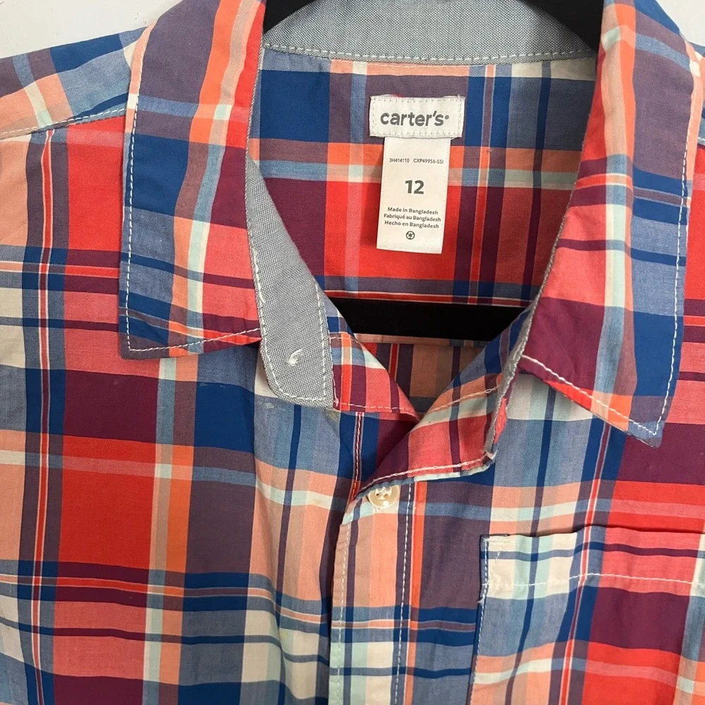 Carter's Colorful Plaid Shirt‎ with Tan Pants